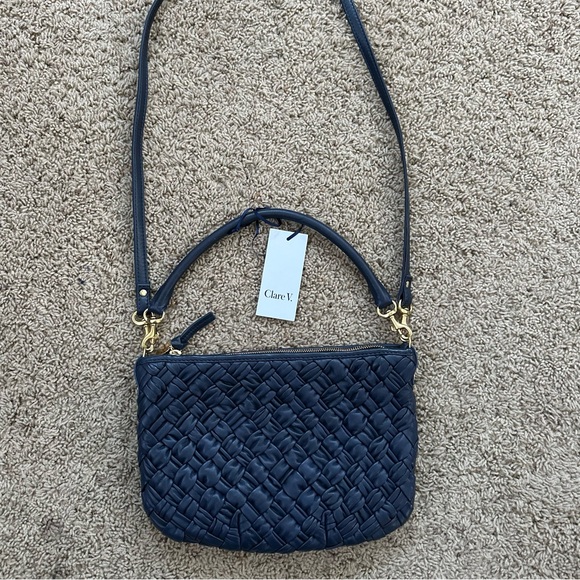 Clare V Petit Moyen in puffy navy blue - Picture 2 of 14